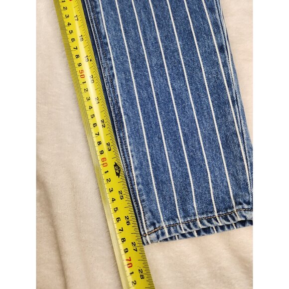 American Eagle Mom Jeans Womens 00 Blue White STRIPED Denim HIGH RISE 24 X 27 - Picture 16 of 16